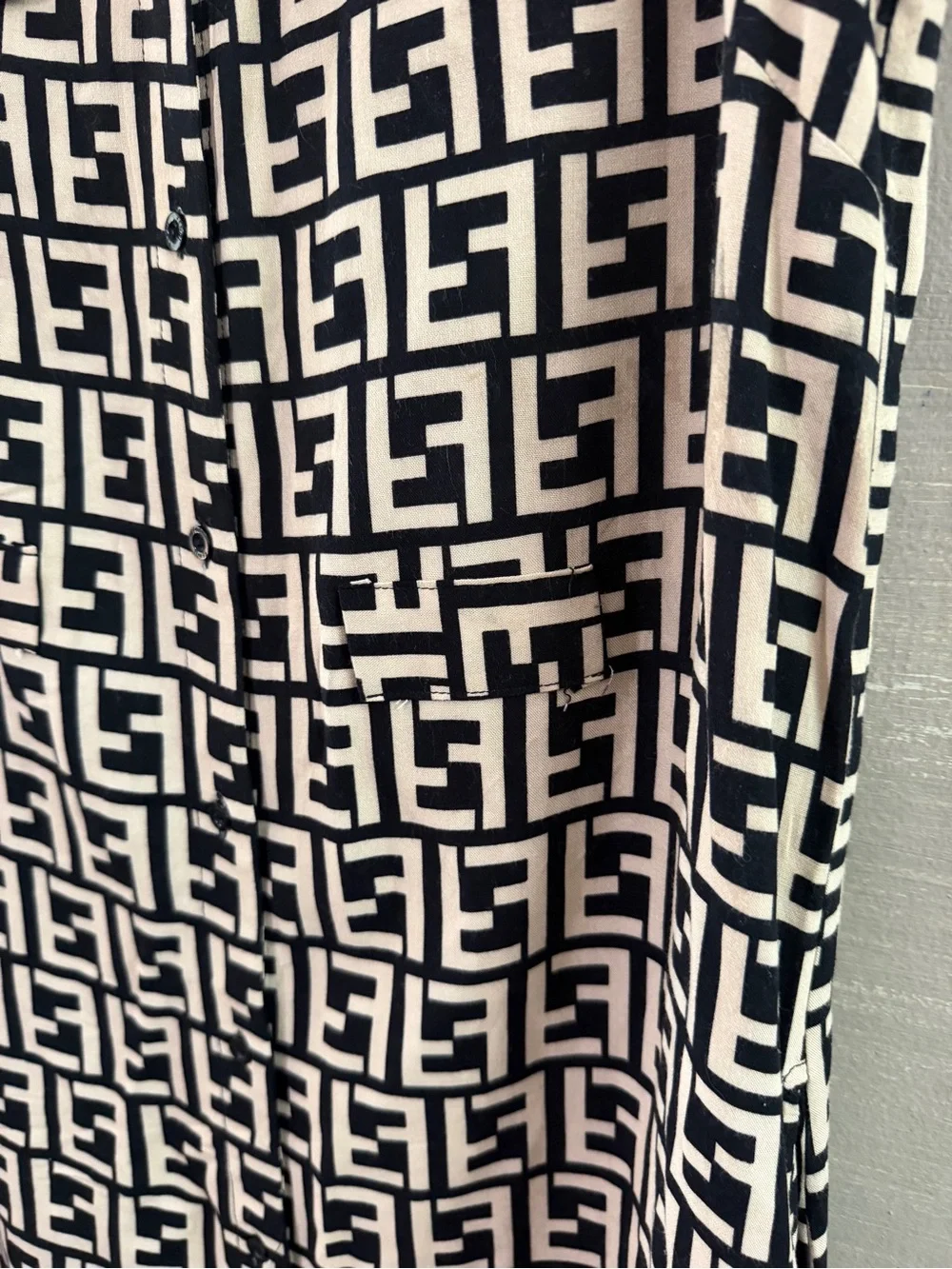 Authentic FENDI FF Zucca Monogram Sleeveless Shirt Dress — Size S
